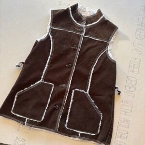 Y2K Unbranded Corduroy Faux Shearling Lined Vest